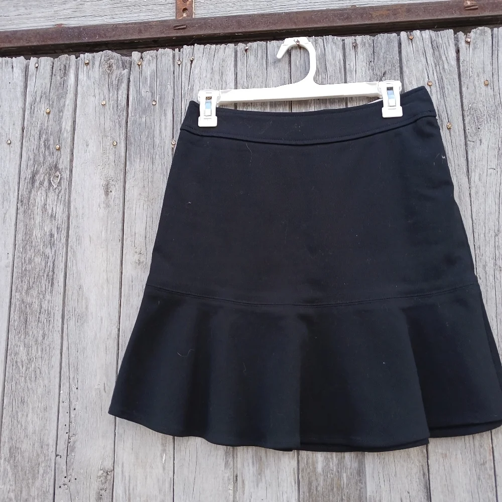 Gap Stretch Womens Sz 2‎ Black Cotton Spandex Flare Mid Rise Mini Skirt
